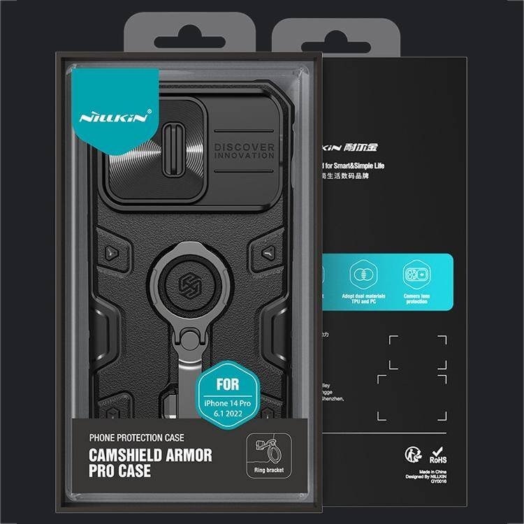 For iPhone 14 Pro Max NILLKIN CamShield Armor Pro Magnetic Phone Case(Black)