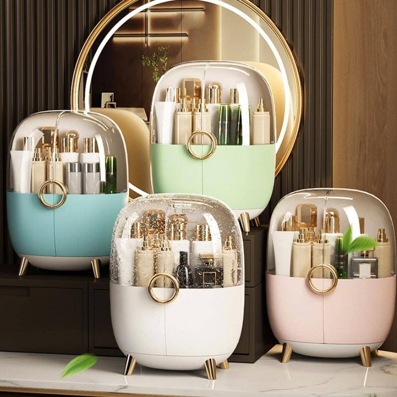 Cosmetic Desktop Dustproof Storage Box Skin Care Product Rack(White)