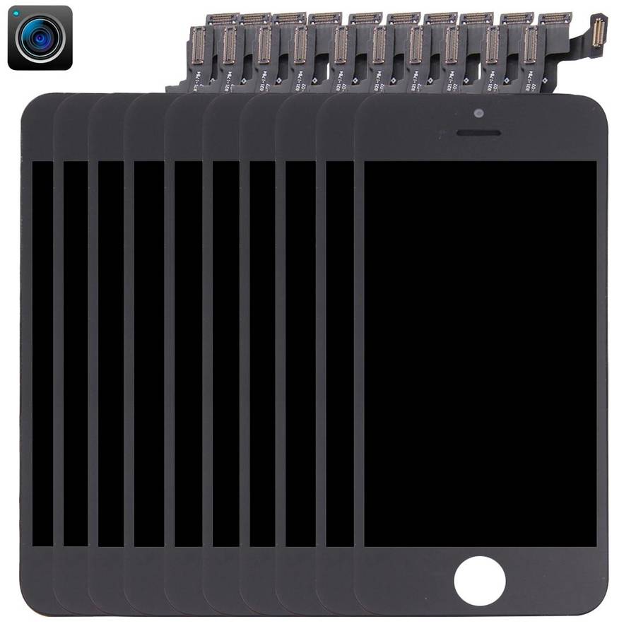 10 PCS TFT LCD Screen for iPhone 5S  Digitizer Full Assembly with Front Camera (Black)
