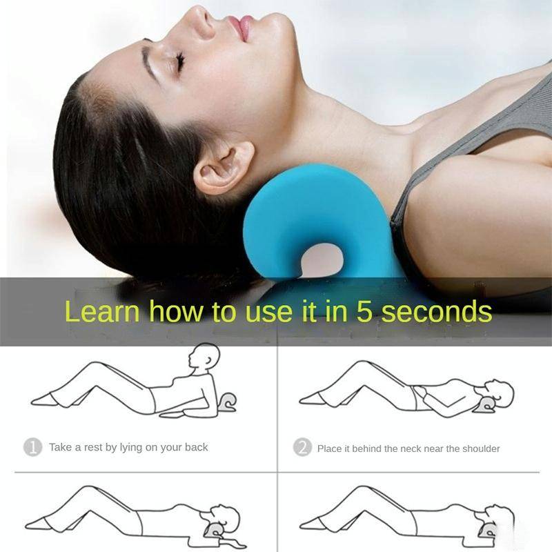Neck Shoulder Stretcher Relaxer Cervical Chiropractic Traction Device Pillow(Pink)