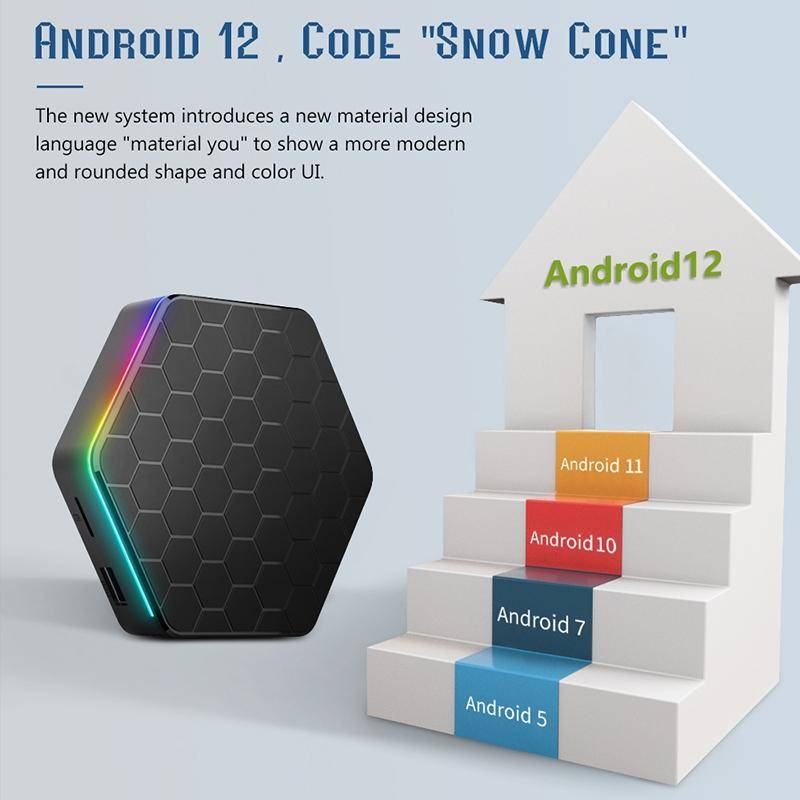 T95Z Plus 8K WiFi6 Android 12.0 Smart TV Box with Remote Control, 4GB+64GB, Allwinner H618 Quad-C...