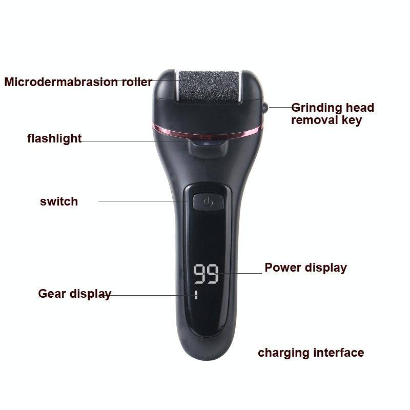 Electric Foot Grinder Digital Display Rechargeable Pedicure Peeling, Color: Black