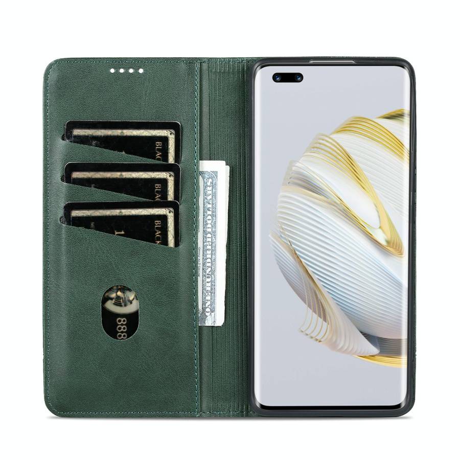 For Huawei nova 10 Pro AZNS Magnetic Calf Texture Flip Leather Phone Case(Dark Green)