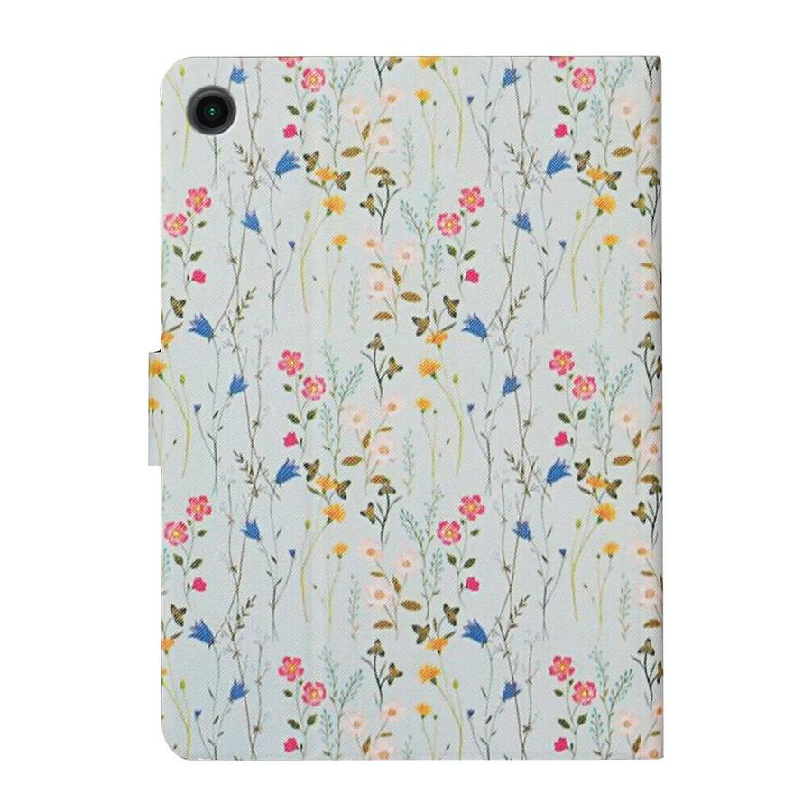 For Samsung Galaxy Tab A9 Flower Pattern Horizontal Flip PU Tablet Case with Sleep / Wake-up Func...