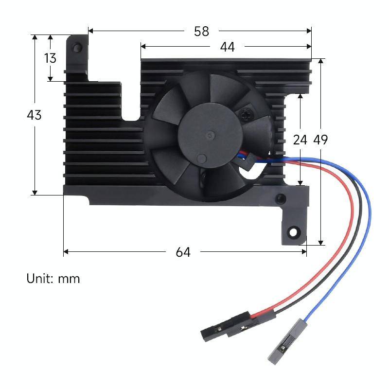 Waveshare Dedicated All-In-One Aluminum Alloy Cooling Fan For Raspberry Pi 4B