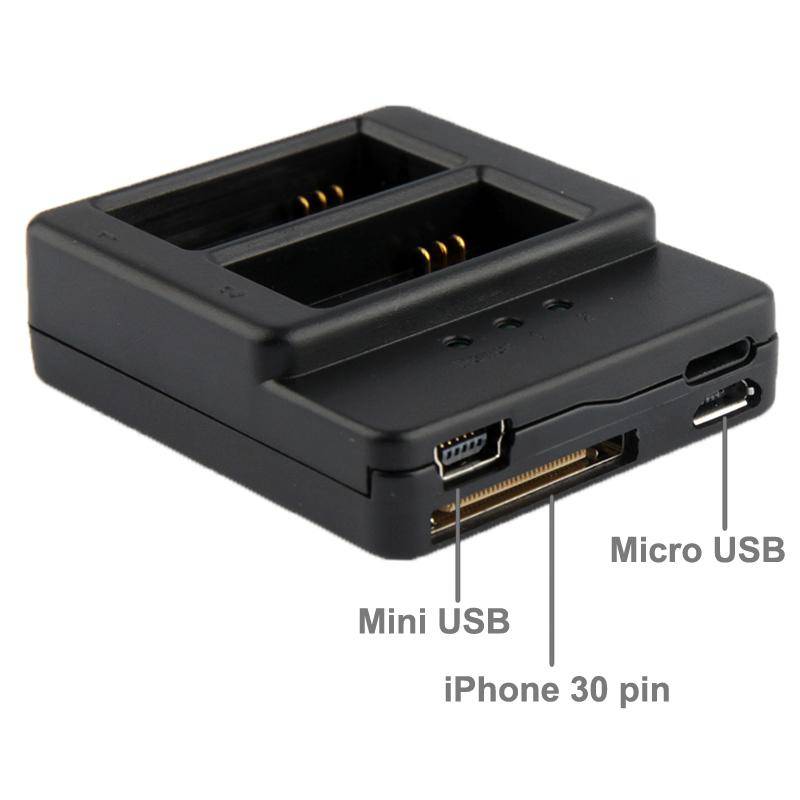 Battery Charger for GoPro Hero 3+ / 3 (AHDBT-301, AHDBT-302)(Black)