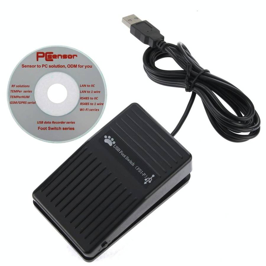 USB Foot Pedal Control Switch Game Pad Keyboard Adapter for Computer(Black)
