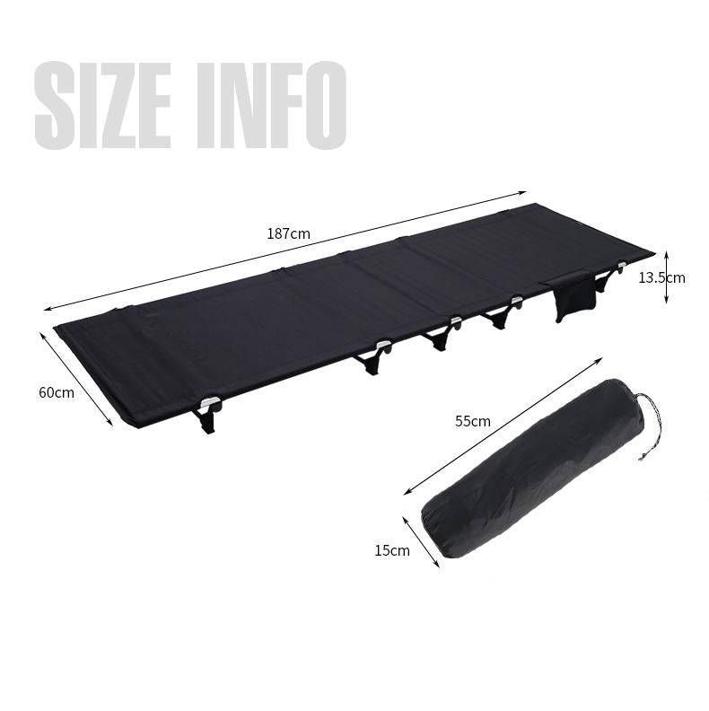 CLS Outdoor Lightweight Folding Bed Camping Simple Leisure Bed(Black)