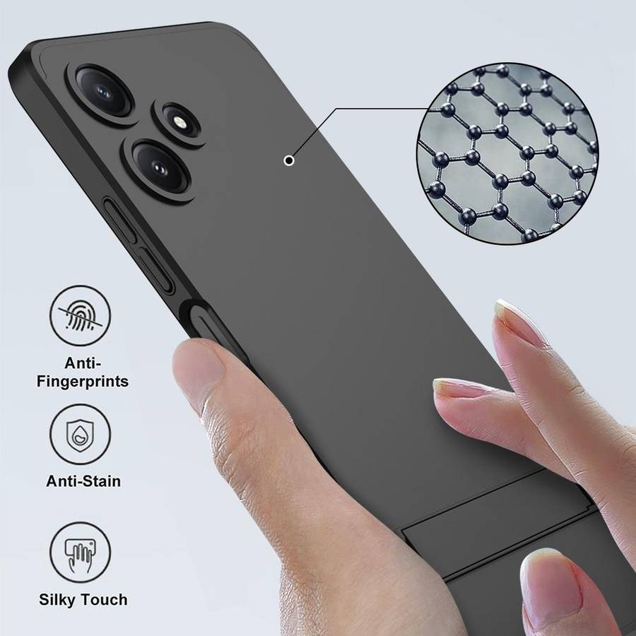 For Xiaomi Redmi 12 5G GKK Three Stage Splicing Full Coverage PC Phone Case with Stand(Black)