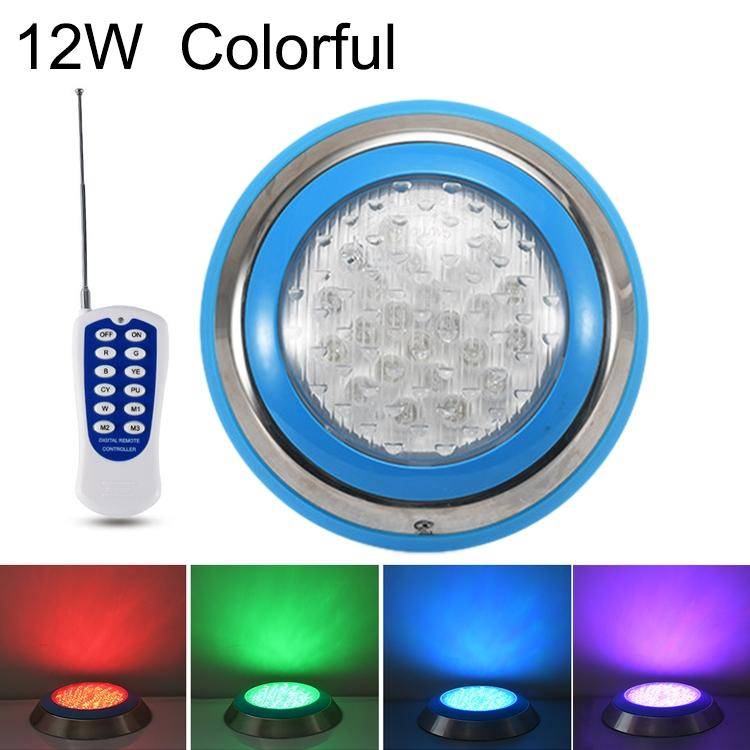 12W LED Stainless Steel Wall-mounted Pool Light Landscape Underwater Light(Colorful Light + Remot...