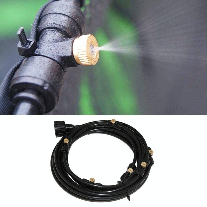Outdoor Lawn Garden PE Mist Watering Line Misting Cooling System with 6 x Mist Nozzles, Length: 6...