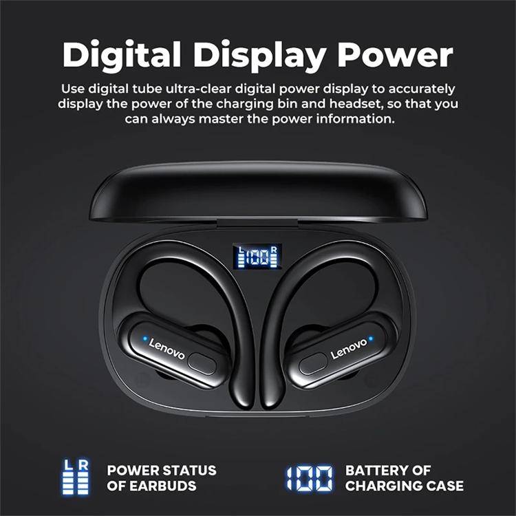 Lenovo XT60 Bluetooth 5.3 Ear-mounted Sports Wireless Bluetooth Earphone (Black)