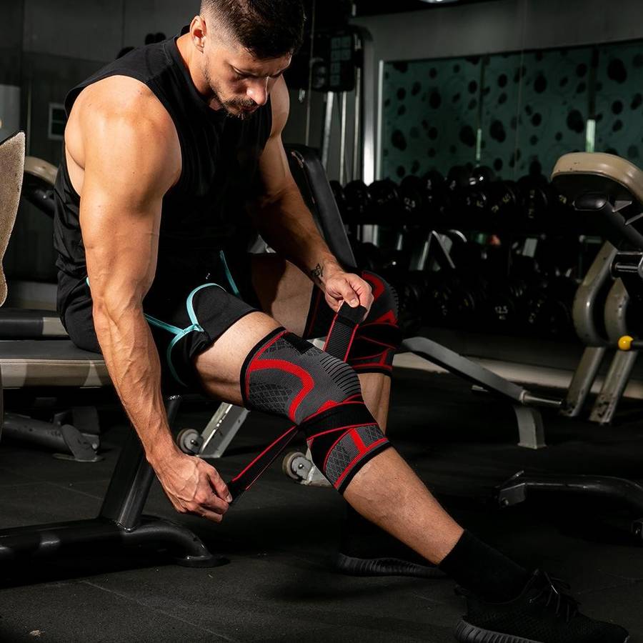 Pressurized Tape Knit Sports Knee Pad, Specification: M (Red)
