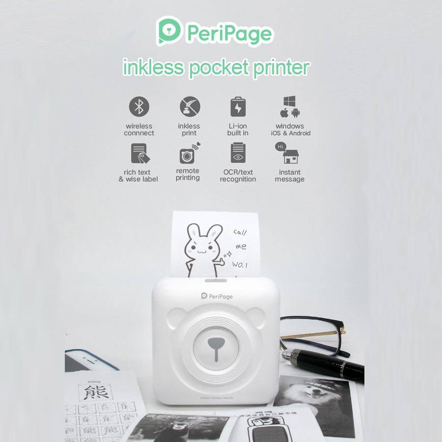 Peripage A6 Portable Inkless Pocket Thermal Bluetooth Printer(White)