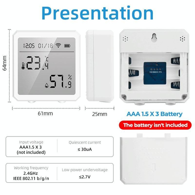 Wifi Temperature And Humidity Meter Sensor Equipment Smart Home Graffiti APP Temperature And Humi...