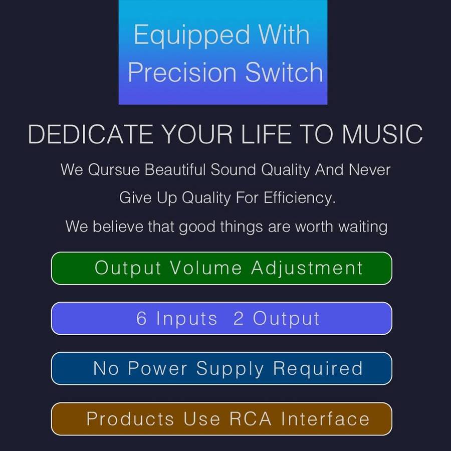 B026 6 Input 2 Output Or 2 Input 6 Output Audio Signal Source Selection Switcher RCA Port
