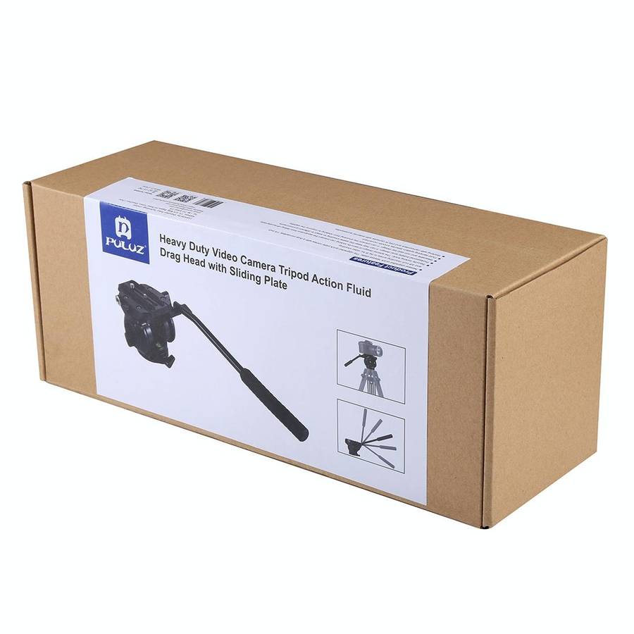 PULUZ Heavy Duty Video Camera Tripod Action Fluid Drag Head with Sliding Plate for DSLR & SLR Cam...