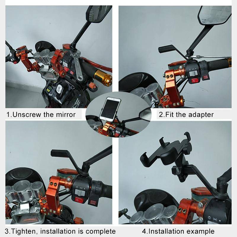 Motorcycle Rear View Mirror Aluminum Alloy Bracket(Black)