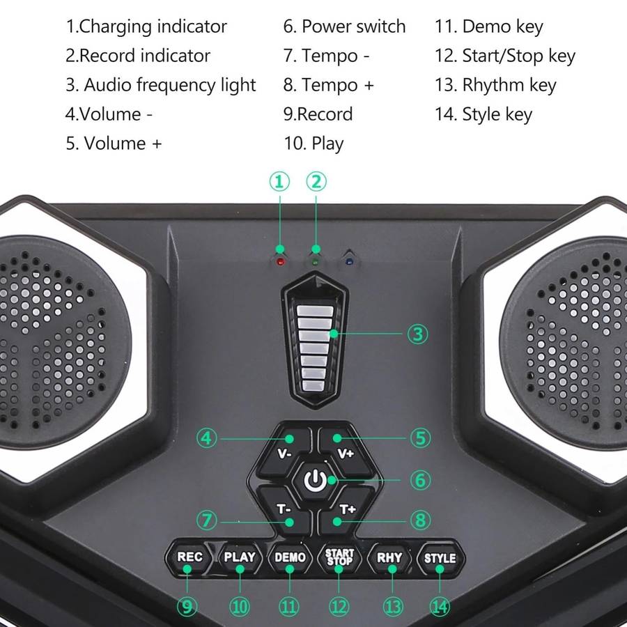 G6008 Desktop Drums With Sound Lithium Portable Drum Set Bluetooth Kids Practice Drum(Colorful)