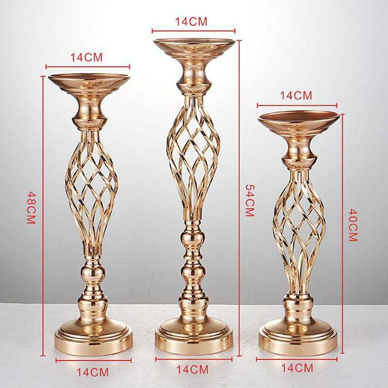 Gold Plated Wrought Iron Candlestick Window Wedding Props Decoration, Size:40cm