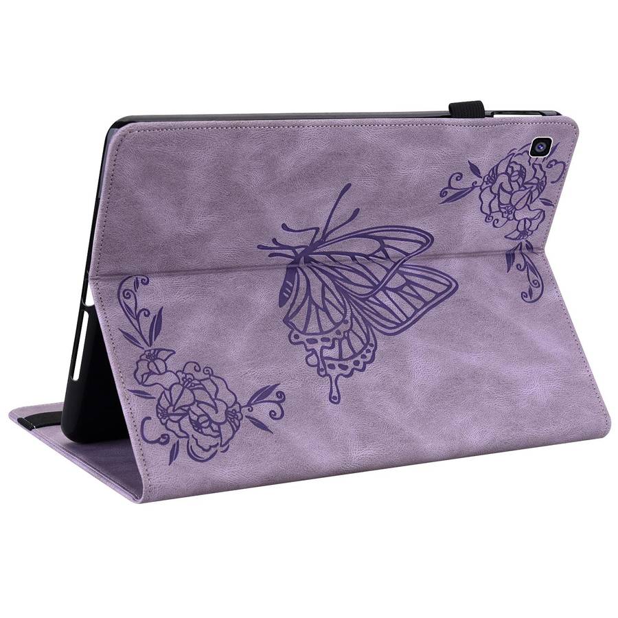 For Samsung Tab A 8.0 2019 T290/T295/T297 Butterfly Flower Embossed Leather Tablet Case(Purple)
