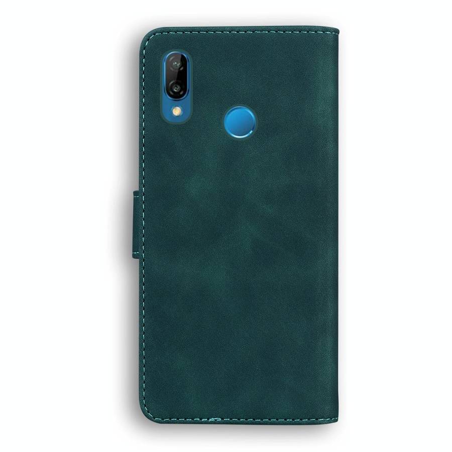 For Huawei P20 lite Skin Feel Pure Color Flip Leather Phone Case(Green)