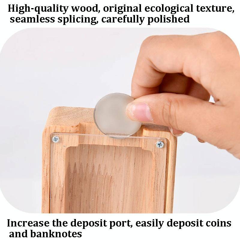 Wooden English Alphabet Piggy Bank Transparent Acrylic Piggy Bank(N)