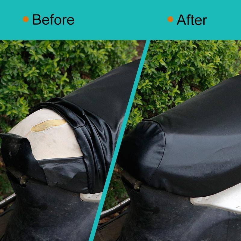 Waterproof Motorcycle Black Leather Seat Cover Prevent Bask In Seat Scooter Cushion Protect, Size...