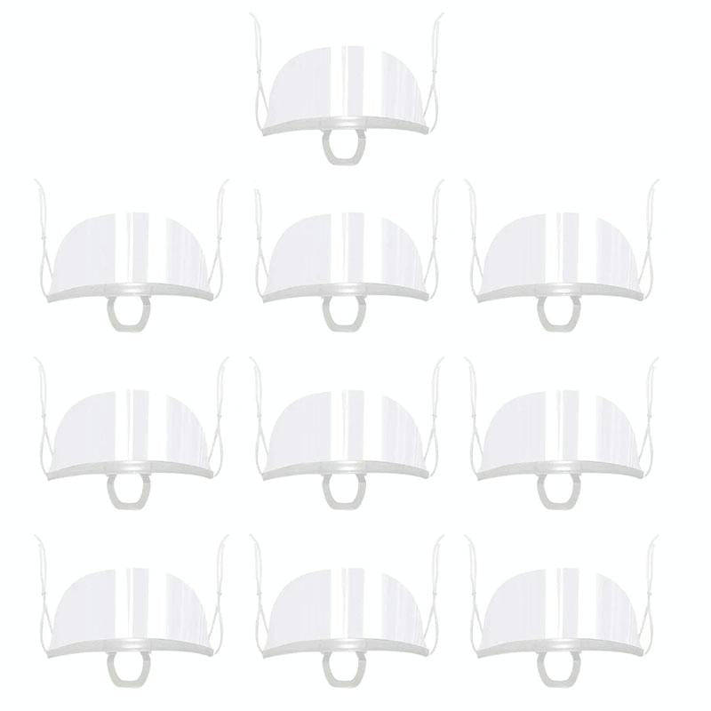 10pcs /Bag Recyclable Transparent Restaurant Mask Chef Anti-fog And Anti-Spittle Plastic Masks(op...