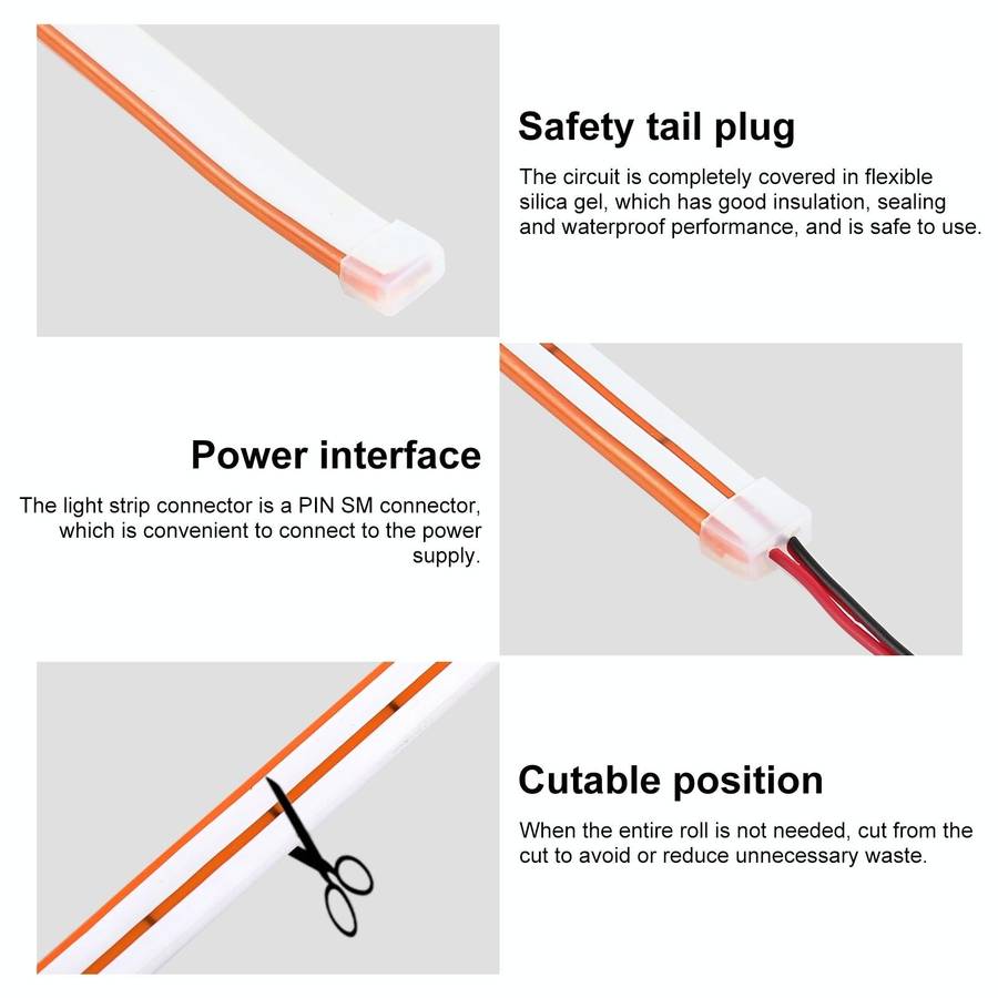 CJ-1206 12V 6A 5m IP65 Waterproof Silicone Neon LED Strip Light(Orange)