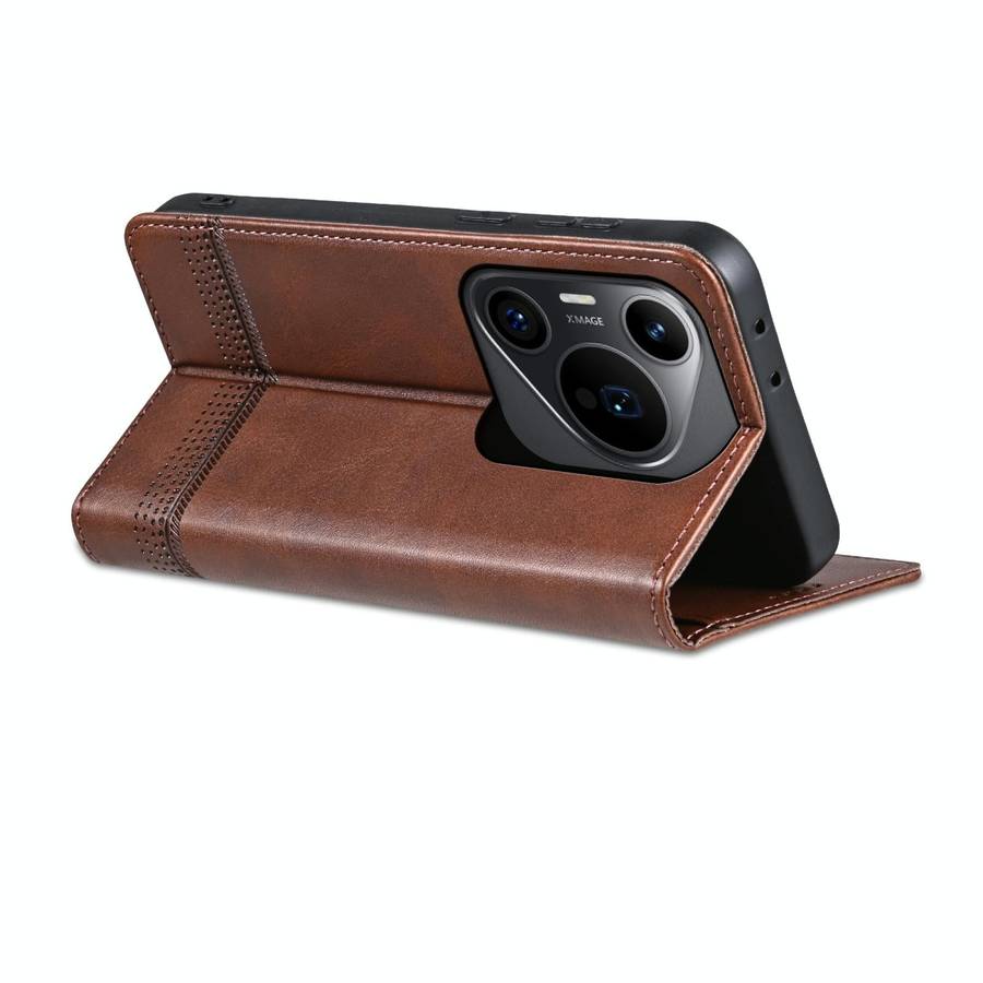 For Huawei Pura 70 Pro / 70 Pro+ AZNS Magnetic Calf Texture Flip Leather Phone Case(Dark Brown)