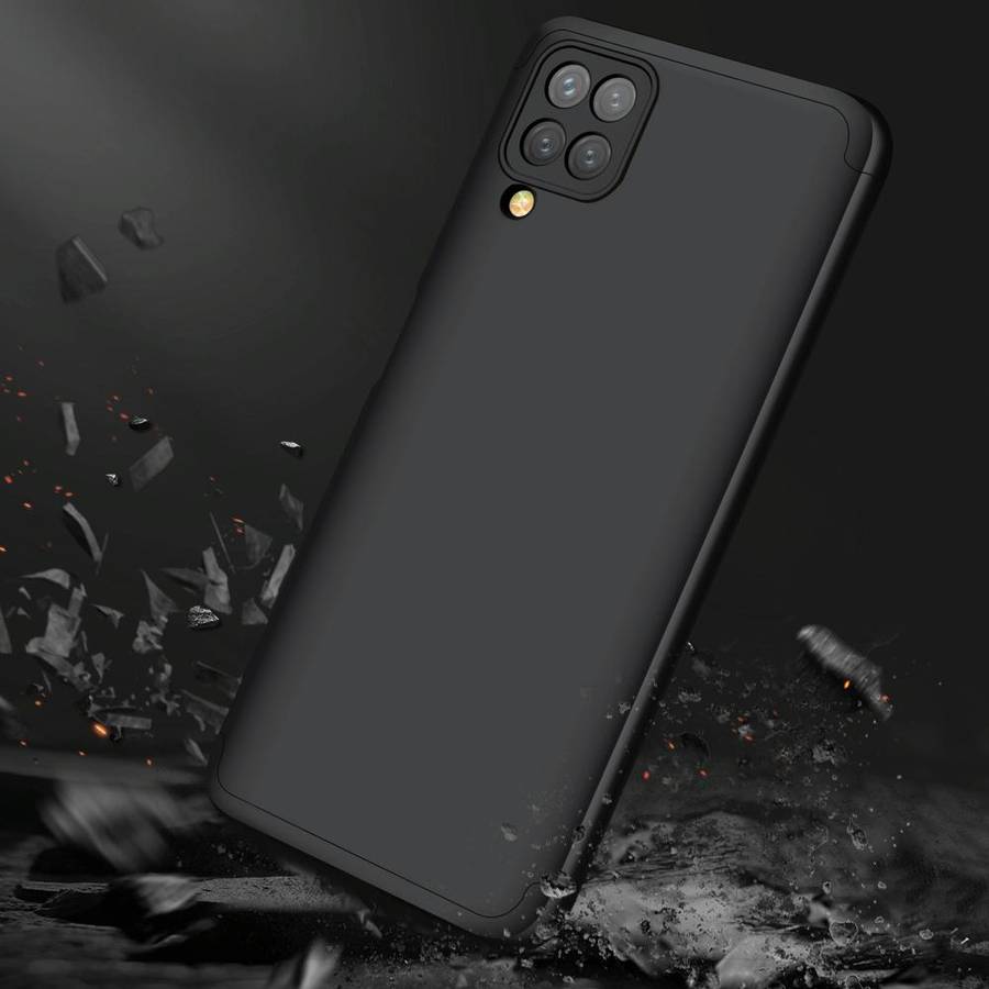 For Samsung Galaxy A12 GKK Three Stage Splicing Full Coverage PC Case(Black)