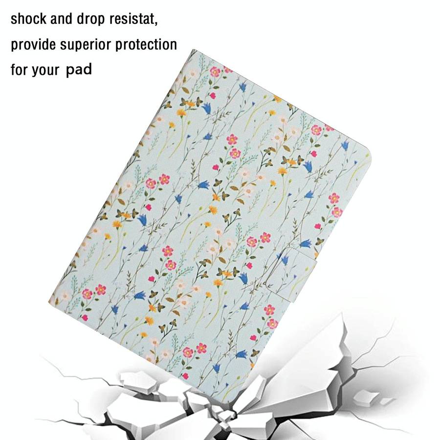 For Samsung Galaxy Tab A9 Flower Pattern Horizontal Flip PU Tablet Case with Sleep / Wake-up Func...