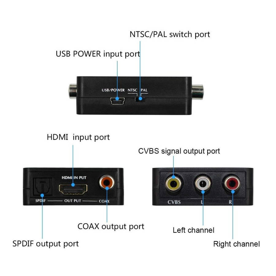 HDMI to AV Audio Converter Support SPDIF Coaxial Audio NTSC PAL Composite Video HDMI to 3RCA Adap...
