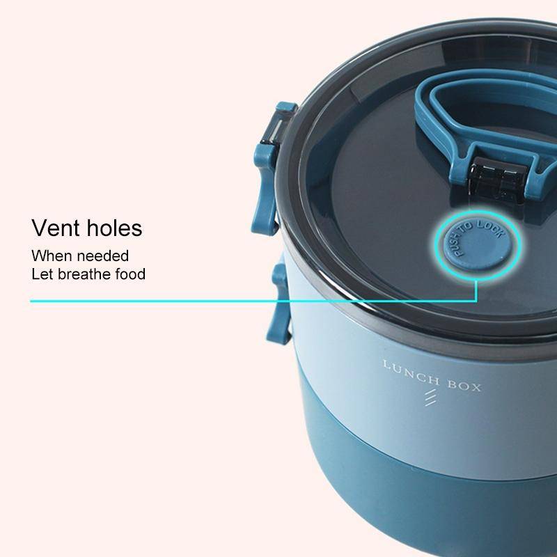 Round Portable Insulation Partitioned Lunch Box Student Office Workers Heated Microwave Oven Bent...