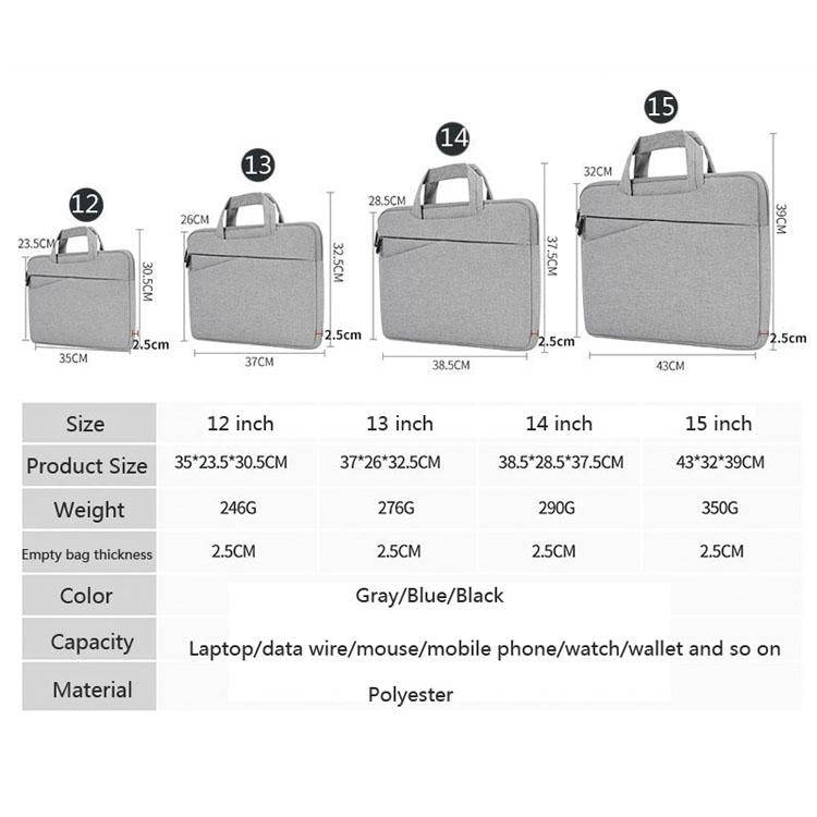 BUBM FMBX Laptop Liner Bag Business Computer Bag Large-Capacity Computer Handbag, Size: 14 inch(G...
