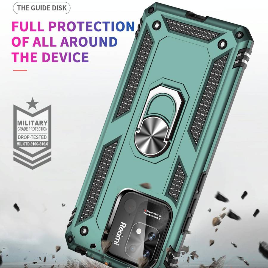 For Xiaomi Redmi 10C Shockproof TPU + PC Phone Case with 360 Degree Rotating Holder(Green)