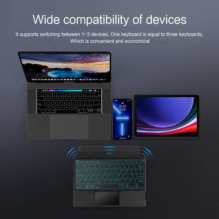 For Samsung Galaxy Tab S9 / S9 FE YJ-S9 Split Bluetooth Keyboard Leather Tablet Case