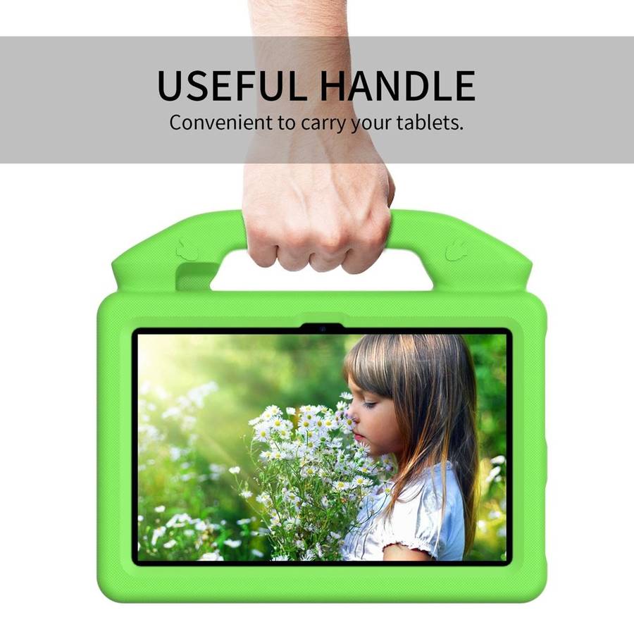For Amazon Kindle Fire 7 2022 Children EVA Shockproof Tablet Case with Thumb Bracket(Green)