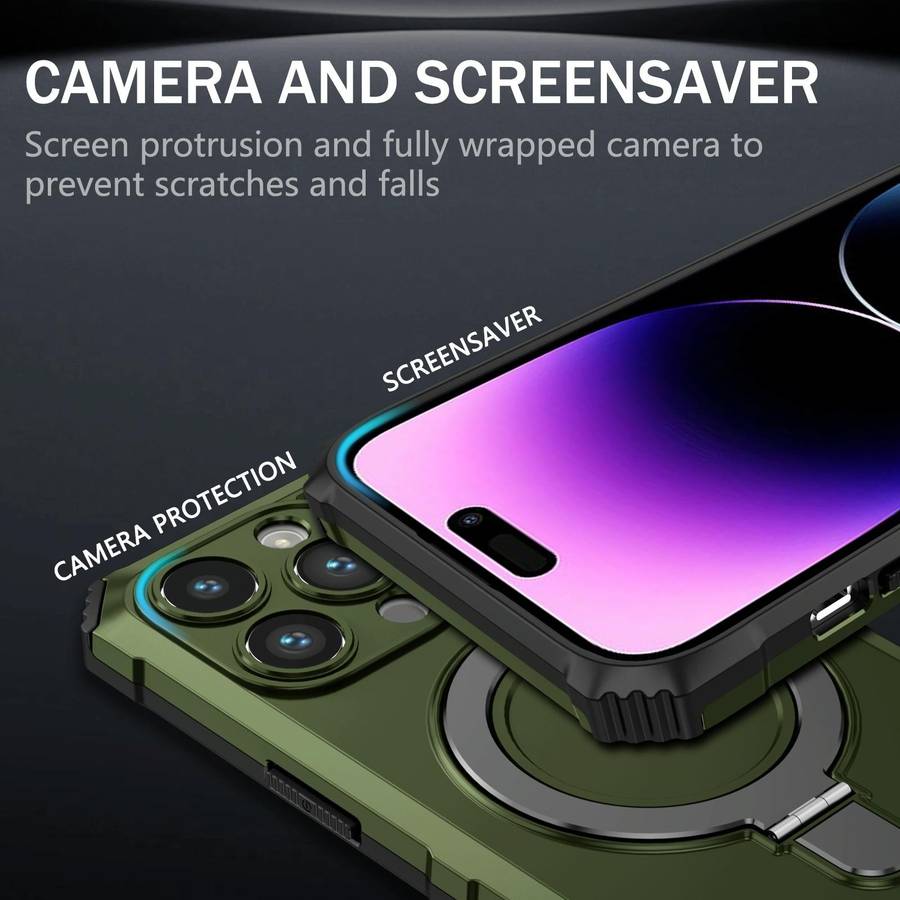 For iPhone 15 Pro MagSafe Magnetic Holder Phone Case(Green)