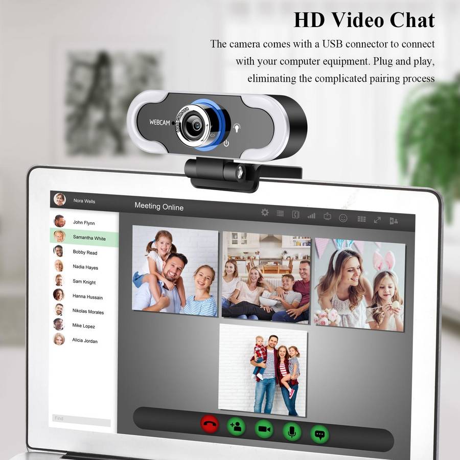 C13 1080P High-Definition Touch 3-level Brightness Web Camera Fill Light Camera Live Webcast Webc...