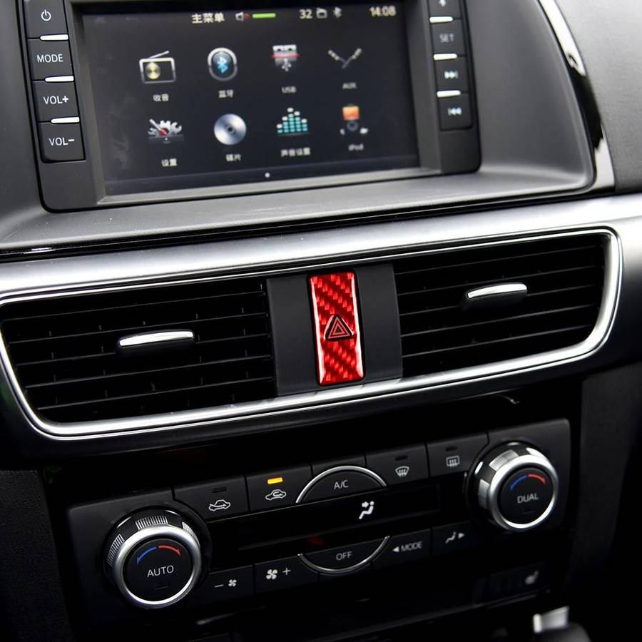 Car Carbon Fiber Warning Light Decorative Sticker for Mazda CX-5 2017-2018, Left and Right Drive ...