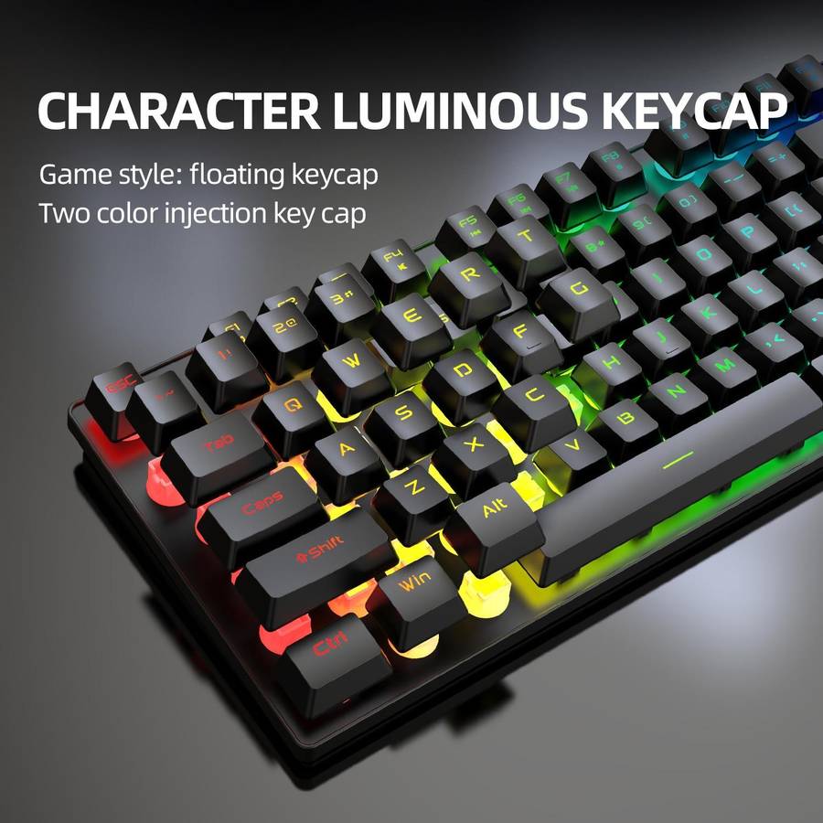 ZIYOULANG T3 Wireless Charging Gaming Lighted Keyboard and Mouse Set(Black Rainbow Light)