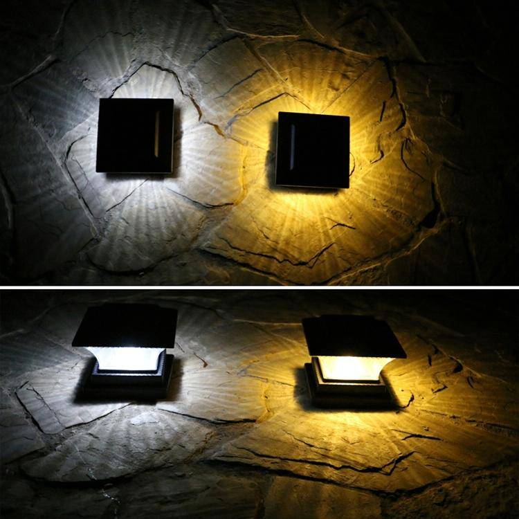 Outdoor Solar Column Lamp IP44 Waterproof Garden Fence Light Solar Street Lamp(Black Shell+Warm L...
