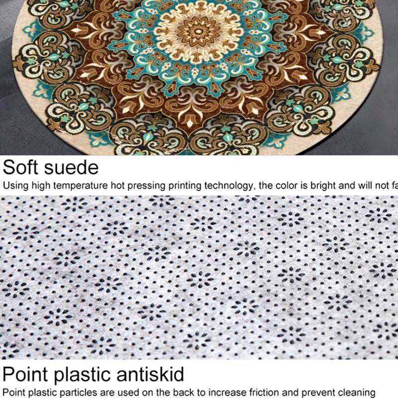 Ethnic Carpet Camel Mandala Flower Carpet Non-slip Floor Mat, Size:Diameter 40cm(Gray)