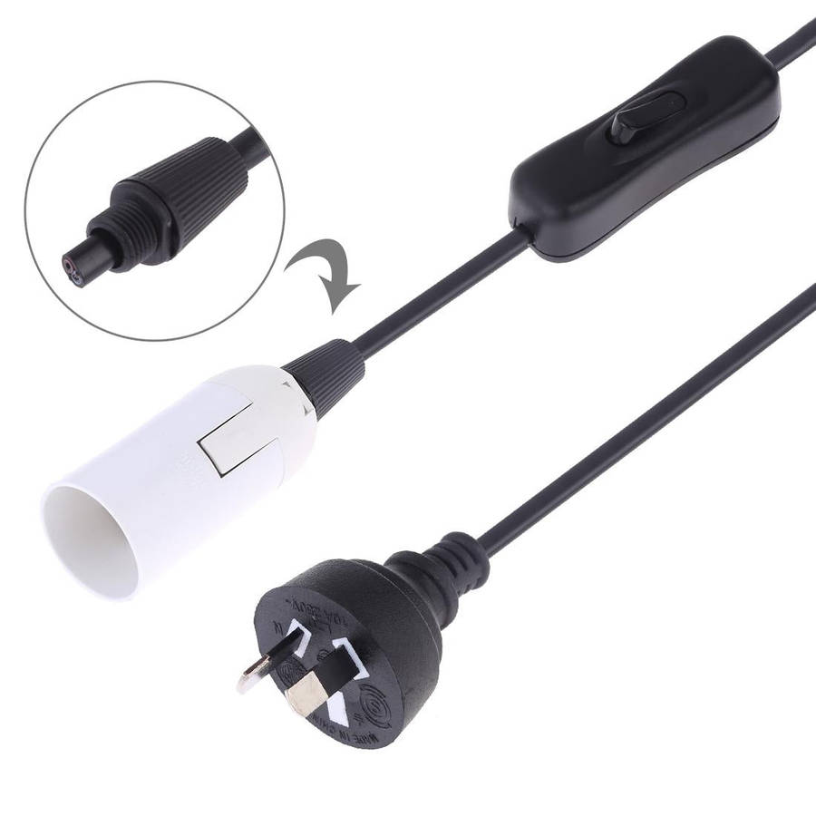 E14 Wire Cap Switch Lamp Holder Chandelier Power Socket with 1.2m Extension Cable, AU Plug(White)