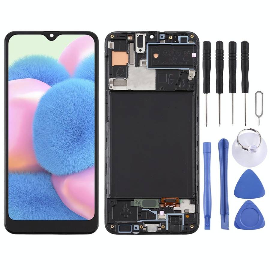 TFT LCD Screen for Samsung Galaxy A30s  Digitizer Full Assembly with Frame (Black)
