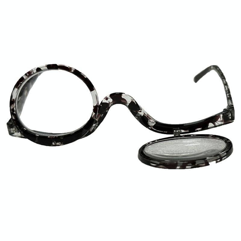 Makeup Magnifying Glass Presbyopic Glasses Flip Swivel Reading Glasses, Degree: +350(Black)