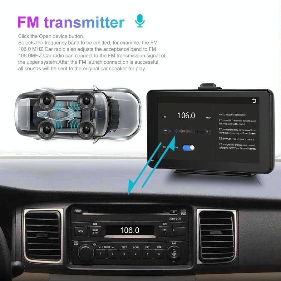 A3135 7 Inches HD Wired Smart Screen With Wireless CarPlay + Android Auto + Android With Camera
