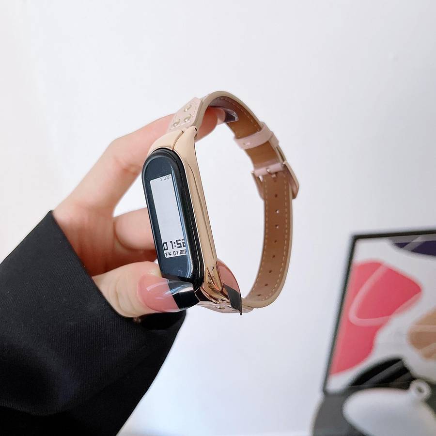 For Xiaomi Mi Band 7 Buckle Genuine Leather Watch Band(Brown)
